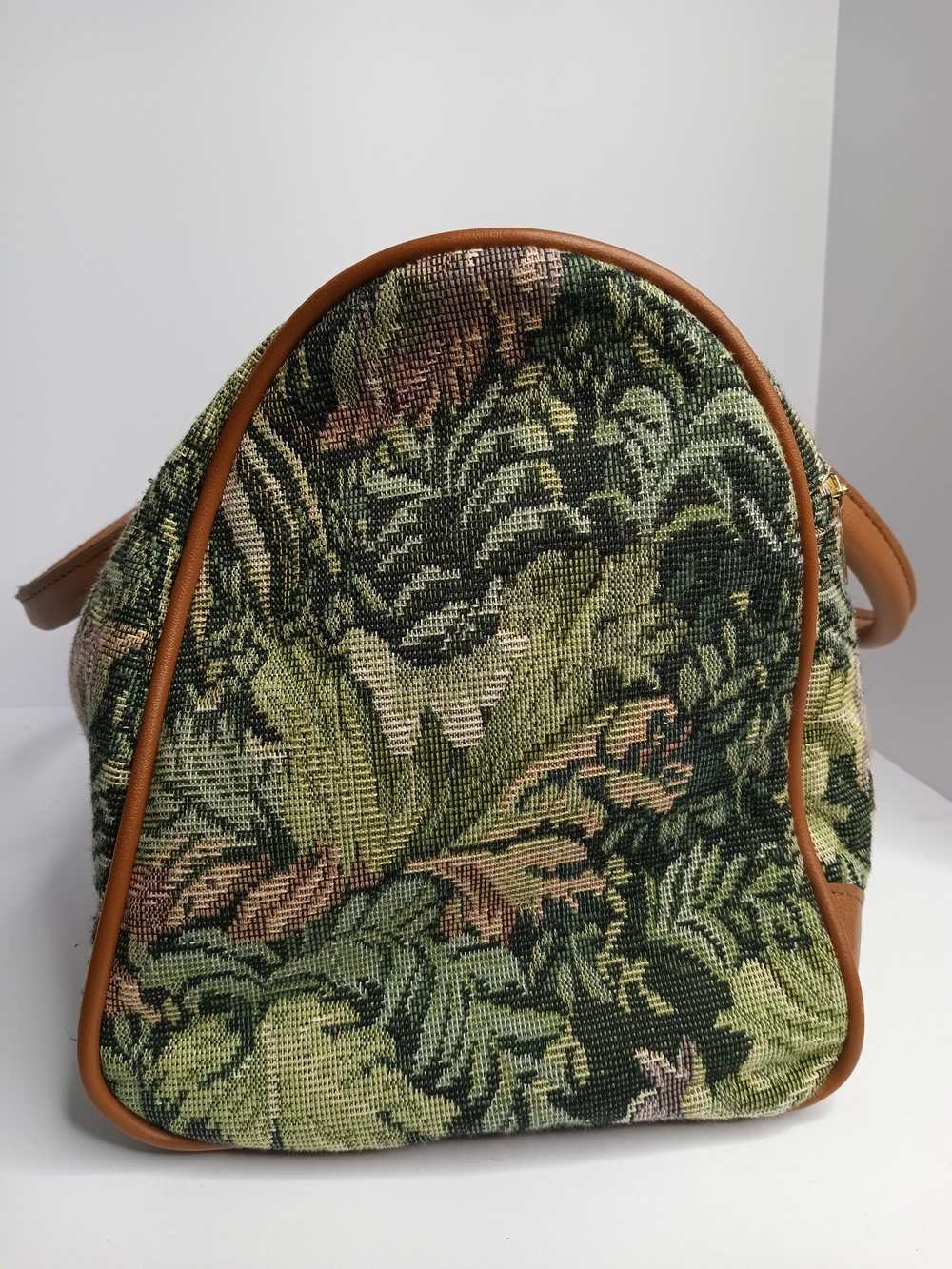 American Tourister Green Floral Tapestry Travel Bag with Tan Trim - Picture 5 of 7
